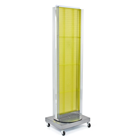 Azar Displays Two-Sided Pegboard Floor Display w/ Two C-Channel Sides on a Revolving Wheeled Base. 700258-YEL